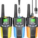 Walkie Talkies for Kids Rechargeable,Toys for Boys and Girls Ages 3-12, 3 Pack Long Range 2-Way Radios, Birthday Gifts,Christmas Stockings, Outdoor Play, Family Games, Hiking Camping Gear (Blue+Orange+Yellow)