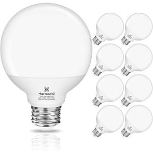 hansang 8 Pack Vanity Light Bulbs 4000K Natural Daylight G25 LED Bulb E26 Base, Globe 60W Incandescent Equivalent, Vanity Mirror Round Light Bulbs for Bathroom, 500LM, Non-Dimmable