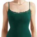 SUUKSESS Women Square Neck Lace Bodysuit Sleeveless Spaghetti Strap Tank Top, Size: Small