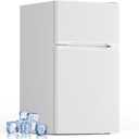 Electactic Mini Fridge with Freezer, 3.2 Cu.Ft Compact Refrigerator with 2 Doors, Small Fridge with Adjustable Thermostat & Removable Glass Shelves for Bedroom, Office, Dorm, or Apartment, White