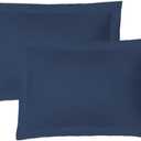 iMaylex Soft and Breathable 100% Egyptian Cotton Envelope Pillow Shams, Silk Like and Cozy Decorative Pillow Covers, Set of 2, Navy Blue, King
