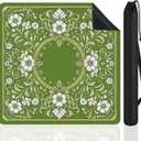 Vintage Green and White Floral Mahjong Table Mat 31.5" x 31.5"