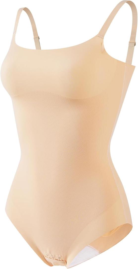 Shapewear Bodysuits For Women Tummy Control Seamless Sleeveless Body Shaper Body Suit XS-XL (Large, Beige)