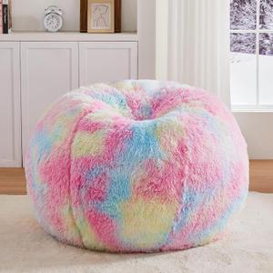 Rainbow Bean Bag Chair, Luxurious Floor Sofa with Memory Foam Filler, 32 Inches