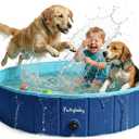 Furrybaby Dog Pool, Foldable Dog Pools for Large Dogs Portable Kiddie Pool Pet Doggie Wading Swimming(Navy 48'') Indoor and Outdoor