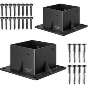 6×6"(Actual: 5.5×5.5inch) Post Stainless Steel Flange Anchor Base with Screws for Deck Railing, 2Pack