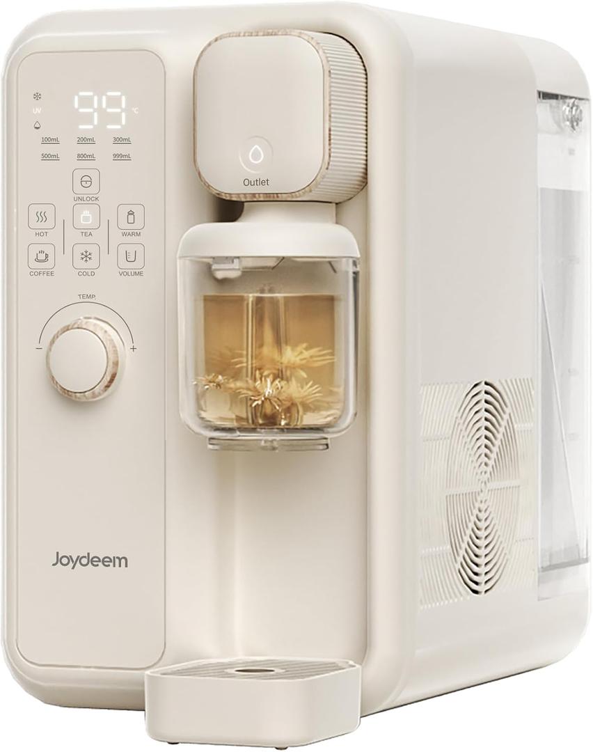 Joydeem Instant Hot & Cold Water Dispenser, Automatic Tea & Coffee Brewer, Adjustable Temperature and Volume, BPA Free, 3.5L 120Oz