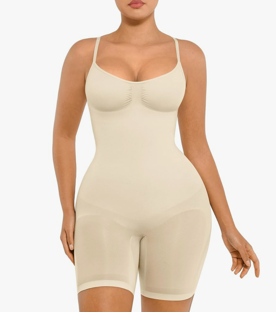 FeelinGirl Shapewear Bodysuit Tummy Control Seamless Sculpting Hip Enhancer Body Shaper for Women Size M/L,  Khaki
