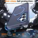 Compatible with Samsung Galaxy S24 Case with Magnetic Ring Stand, Military Drop Protection, Anti-Scratch/Anti-Fingerprint Translucent Matte Case for Samsung Galaxy S24 (Dark Blue)