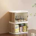 Desktop Storage Box Foldable and Assembly Free Sliding Door Design Ideal for Cosmetics Organization Office Desk Storage and Kitchen Storage