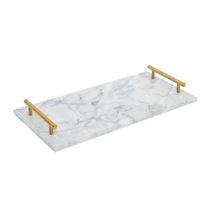 Juvale Marble Serving Tray with Gold Handles for Coffee Table, Kitchen (Rectangle, 15x7.5 in)