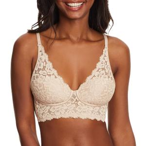 Maidenform Women's Pure Comfort Wireless Lace Longline Bralette, Lightly Lined Convertible Bra (32B)