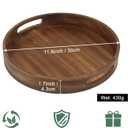 Round Decorative Tray, Wooden Serving Tray with Handles, 11.8in Vintage Brown Decorative Trays for Coffee Table, Kitchen Counter,bandejas decorativas