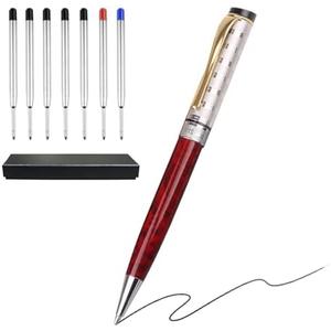 Shiduode Luxury Ballpoint Pens, Retractable Metal Pen with 7 Refills (Black, Blue, Red) for Smooth Writing - Executive Office Desk Accessories, Ideal Gifts for Professionals, Teachers, Nurses