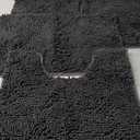Bathroom Rugs Set Non Slip 3 Piece Bath Mat Washable Chenille Bath Rugs with PVC Backing Bath Carpet,Absorbent Bathroom Mats with Toilet Rug,Bath Mats for Bathroom,Bedroom, Kitchen,Tub,Home Decor (Charcoal Grey)