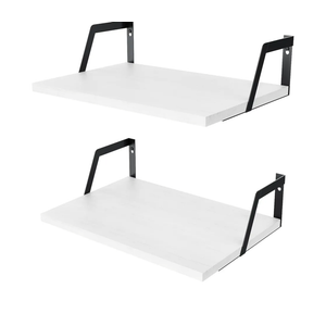 SRIWATANA Floating Shelves Wall Mounted Set of 2 Rustic Wood Shelves with Large Capacity(Washed White)