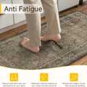 PureCozy Kitchen Mats for Floor Anti Fatigue Cushioned Brown Vintage Kitchen Mats Waterproof Non Slip Comfort Standing Distressed Runner Rug for Sink Laundry Office Bathroom 17.3"x47"