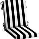 Arden Outdoor Dining Chair Cushion, 20 in x 20 in, Weather-Proof, Rain-Proof, Fade Resistant Patio Cushion for Patio, Dining, or Rocking Chairs 20 x 20, Black Cabana Stripe