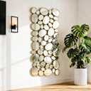 Gold Wall Mirrors Decorative - 51"x23" Large Modern Wall Mirror for Home Decor, 55 Pieces Multi-Size Pebble Design Metal Framed Accent Mirror for Entryway Bedroom Living Room Wall Art Decor