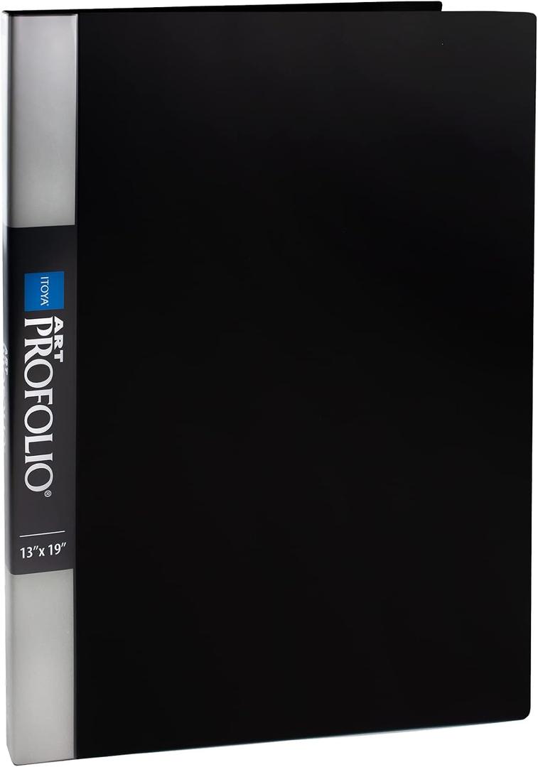 Itoya Original Art ProFolio 13x19 Black Photo Album Book with 48 Pages - Protective Binder with Plastic Sleeves
