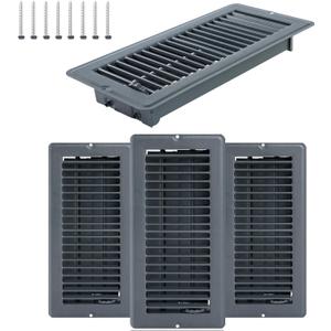4 Pcs 4" x 10" Floor Register Vents RV Vent Cover Heavy Duty Metal Register Vent for Mobile Home Floor Heater (Gray)