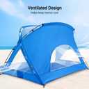Beach Tent, Portable Sun Shelter for 2 Person with UPF 50+ UV Protection, Easy Setup Waterproof Beach Shade Canopy Cabana for Family Outdoor and Picnics, Fishing with Carrying Bag, Blue, Compact 1-2 Person