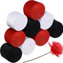 9 Rolls Crepe Paper Streamers Party Decorations 246 Yards in 3 Colors for Xmas Hanging Backdrops Party Decorations Christmas DIY Craft Supplies(Simple Style,Black, White, Red)