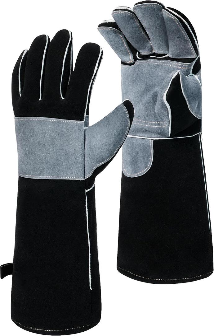 4 x 16 Welding Gloves for Welder, Heat Resistant Premium Leather with Kevlar Stitching, Comfortable and Durable,for MIG/Fireplace/BBQ/Animal Handling