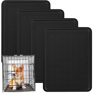 Suzile 4 Pcs Dog Crate Tray Replacement 27 x 20.5 Inches, Kennel Pan Black Plastic Bottom Floor Liners for Cat Rabbit Pets Training Cages Food Bowls Holders Accessories