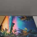 Sunset Ocean Canvas Wall Art Tropical Beach Prints Painting Palm Coconut Tree Natural Landscape 3 Panels Framed Coastal Artwork for Bathroom Living Room Bedroom Decor 16"x24"x3pcs
