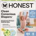 The Honest Company Clean Conscious Diapers, Up to 100% Leak Protection, Designed to Protect Delicate Skin, Hypoallergenic + Fragrance-Free, UR Ribbiting + Waddle It Be, Club Box, Size 5, 44 Count