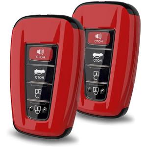 Sturdy ABS Key Fob Cover Case Compatible with Toyota RAV4 Camry Highlander Corolla Accessories (Red x 2)