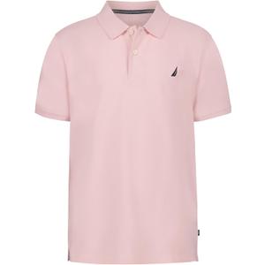 Nautica Boys' Short Sleeve Anchor Polo, Button Closure, Soft & Comfortable, Pique Fabric (10-12, Pale Pink)