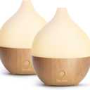 SALKING Essential Oil Diffuser (Set of 2), 100ml Small Aromatherapy Diffuser with Auto Shut-Off, Ultrasonic Diffusers for Essential Oils, Cool Mist Humidifier with Warm White Lights, for Office Home