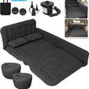 Air Mattress Bed for car, Car Air Mattress with Inflation Pump, 2 Inflatable Pillows and 2 Footrests for Back Seat, Side Seat, Trunk Sleeping, Thickened Camping Bed - Black