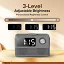 15W Fast Wireless Charger with Bluetooth Speaker and Alarm Clock Radio,4 in1 Wireless Charging Station for iPhone,Android Phones with FM Radio for Bedroom (7inch, Gray)