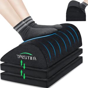 TALSTILA Foot Rest for Under Desk at Work, Under Desk Footrest, Ergonomic 3 Adjustable Heights Footrests, Footrest with Feet Warm Pocket, for Office Desks & Office Chair - Back & Leg Hip Pain Relief (Black, Three Layers)