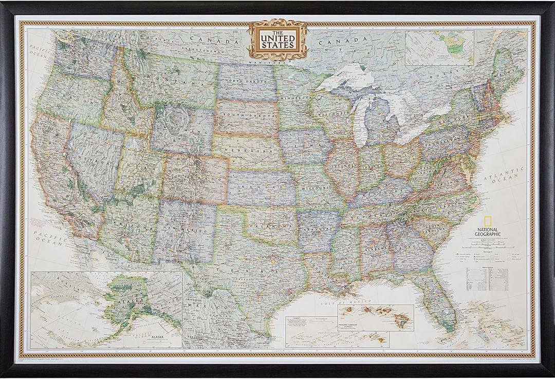 Craig Frames Wayfarer, Executive United States Push Pin Travel Map (23247778 Brazilian Walnut)