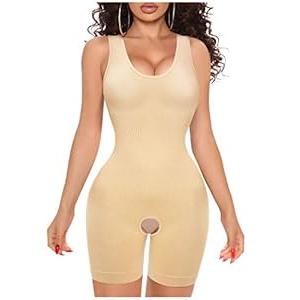 Gotoly Shapewear for Women Scoop Neck Tank Tops Bodysuits Jumpsuits Waist Trainer Full Body Shaper (Beige, X-Large/ XX-Large)