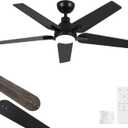 52 Inch Ceiling Fans with Lights and Remote, Black Modern Ceiling Fan for Bedroom, Living Room, Dining Room, Patio, LED Dimmable 6 Speeds DC Quiet