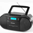 Boombox CD Player Portable, Cassette Player Combo with CD MP3 Bluetooth AUX TF USB FM Radio AC/DC Powered, Boom Box with Remote Control, Headphone Jack, Stereo Sound for Home,Kids,Gift