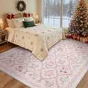 YIHOUSE Pink 6x9 Area Rug for Bedroom Girls, Floral Washable Rugs for Living Room Non Slip Ultra-Thin, Large Boho Carpet for Kids Playroom, Classroom, Dorm, Nursery, Pink Multi