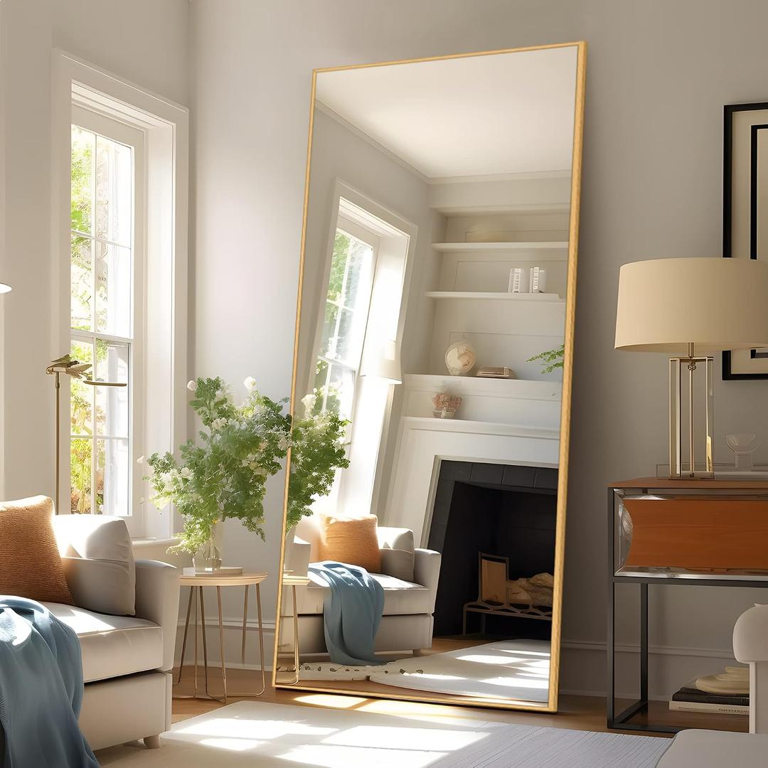 NeuType 69"x32" Large Full Length Mirror Bedroom Mirror Rectangle Wall-Mounted Mirror Hanging or Leaning Against Wall, Golden