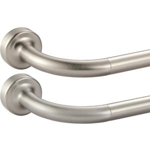 2 Pack Brushed Nickel Disc Curtain Rods, 48-84 Inches Window Curtain Rod,Adjustable Room Darkening Drapery Rod with Aluminum Finials and Brackets,Wrap Around Design