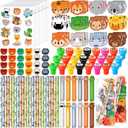 Cholemy 168 Pcs Jungle Safari Party Gift Jungle Party Supplies Safari Animal Stationery Set Notebook Sticker Stamper Eraser Ruler Pencil Bag for Baby Shower Birthday Gift Prize