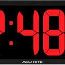 AcuRite 14.5" Large Digital LED Oversized Wall Clock with Date and Temperature, Perfect for Home or Office (75127M), Red