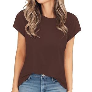 MANGOPOP Womens Tops Summer Trendy Cap Sleeve T Shirts Crew Neck Tunic Dressy Business Casual Work Outfits Clothes 2025 XL