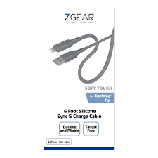 ZGEAR SILICONE CABLE LIGHTNING 6FT GREY