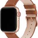 Fullmosa Leather Bands Compatible Apple Watch Band 38mm 40mm 41mm 42mm (S11/10), Dressy Chic iWatch Strap with Case for iWatch for Women (Brown/Rose Gold)