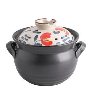 Ceramic Casserole Dish, Clay Pot, Earthen Pot Cookware with Lid , Stockpot for Stew, Soup, Steam, Oven Safe-Heat Resistant (Tulip, 2.64QT) (Tulip, 3.7qt)